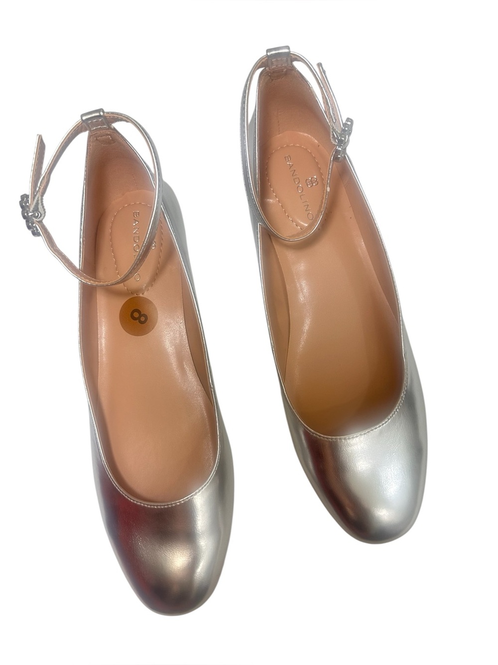 Bandolino Metallic Silver Ankle-Strap Ballet Flats